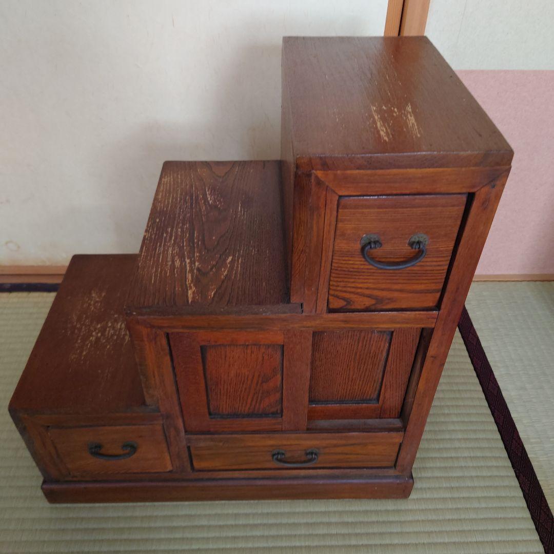 階段箪笥　タンス　アンティーク　骨董　両面誂え