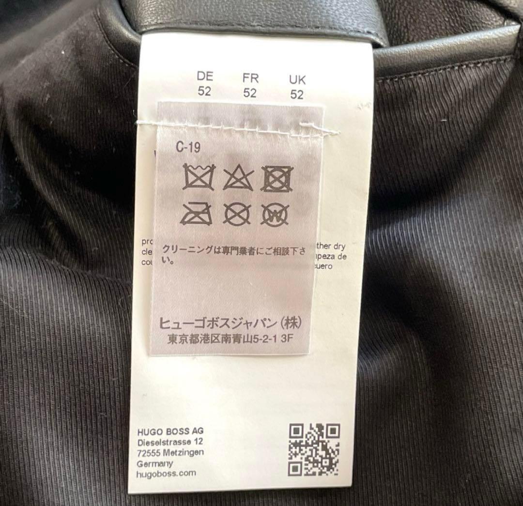 HUGO BOSS　レザー　ライダースジャケット　黒　52