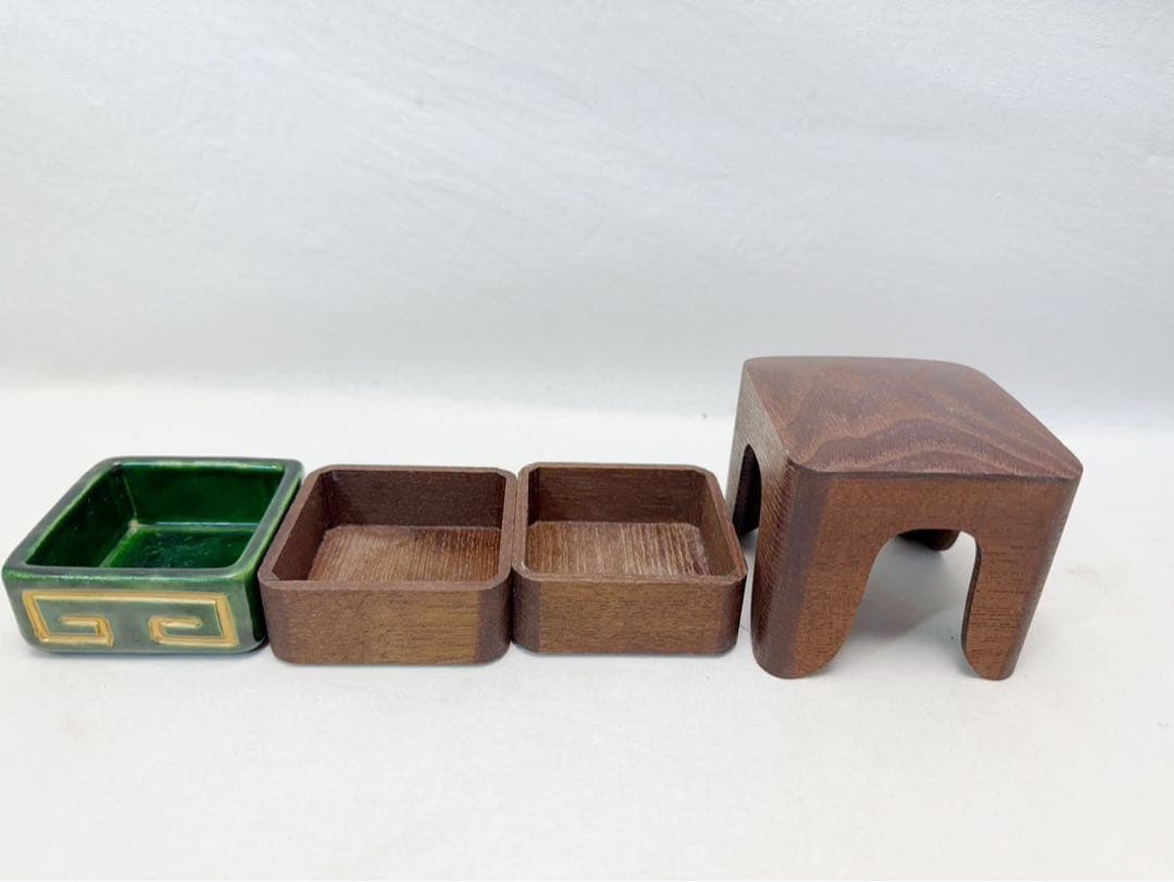 ほぼ未使用 茶道具 香道具セット 蝋引き仕上げ 桑 香盆 七事式 聞香炉 重香合