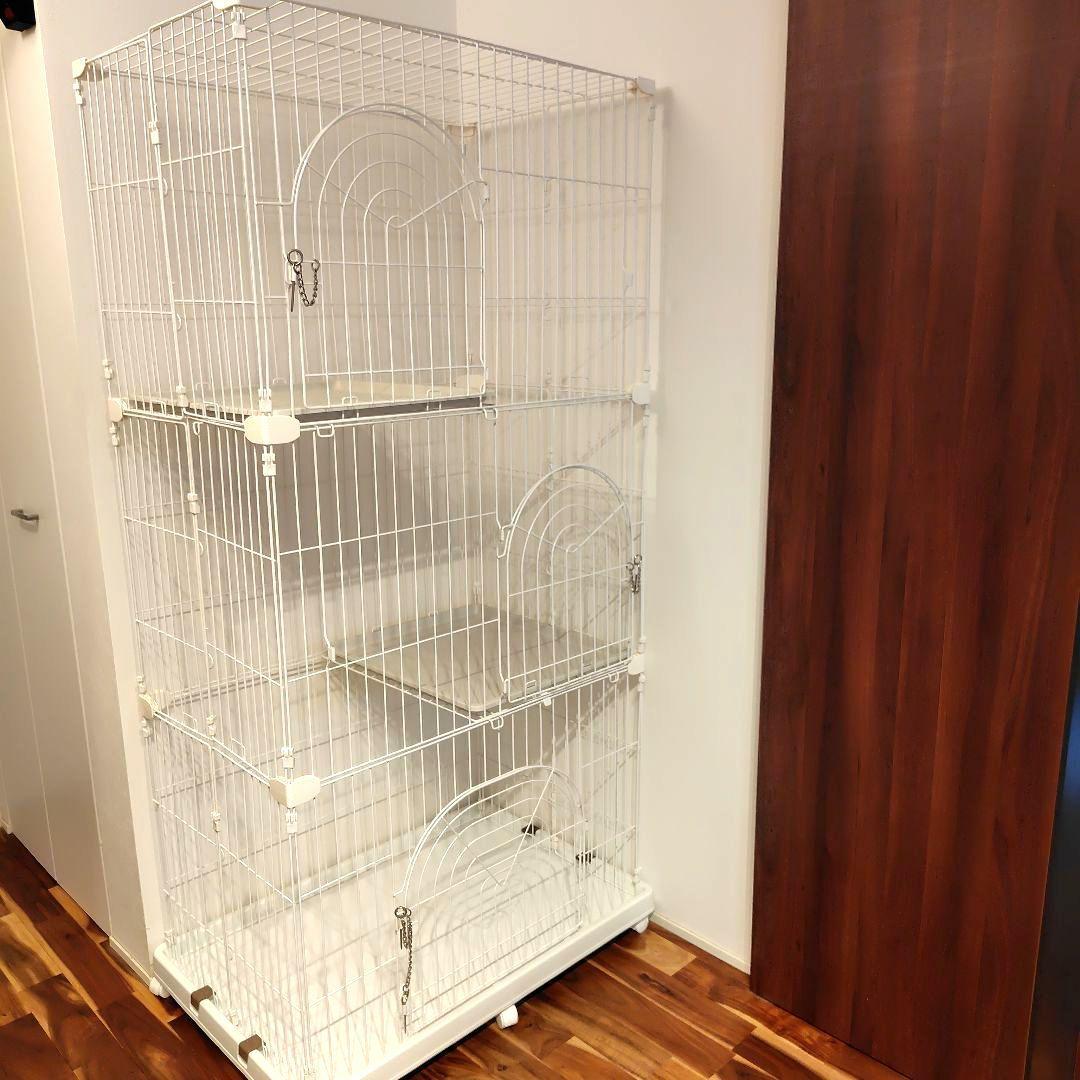 【USED】ホワイト 3段猫ケージ