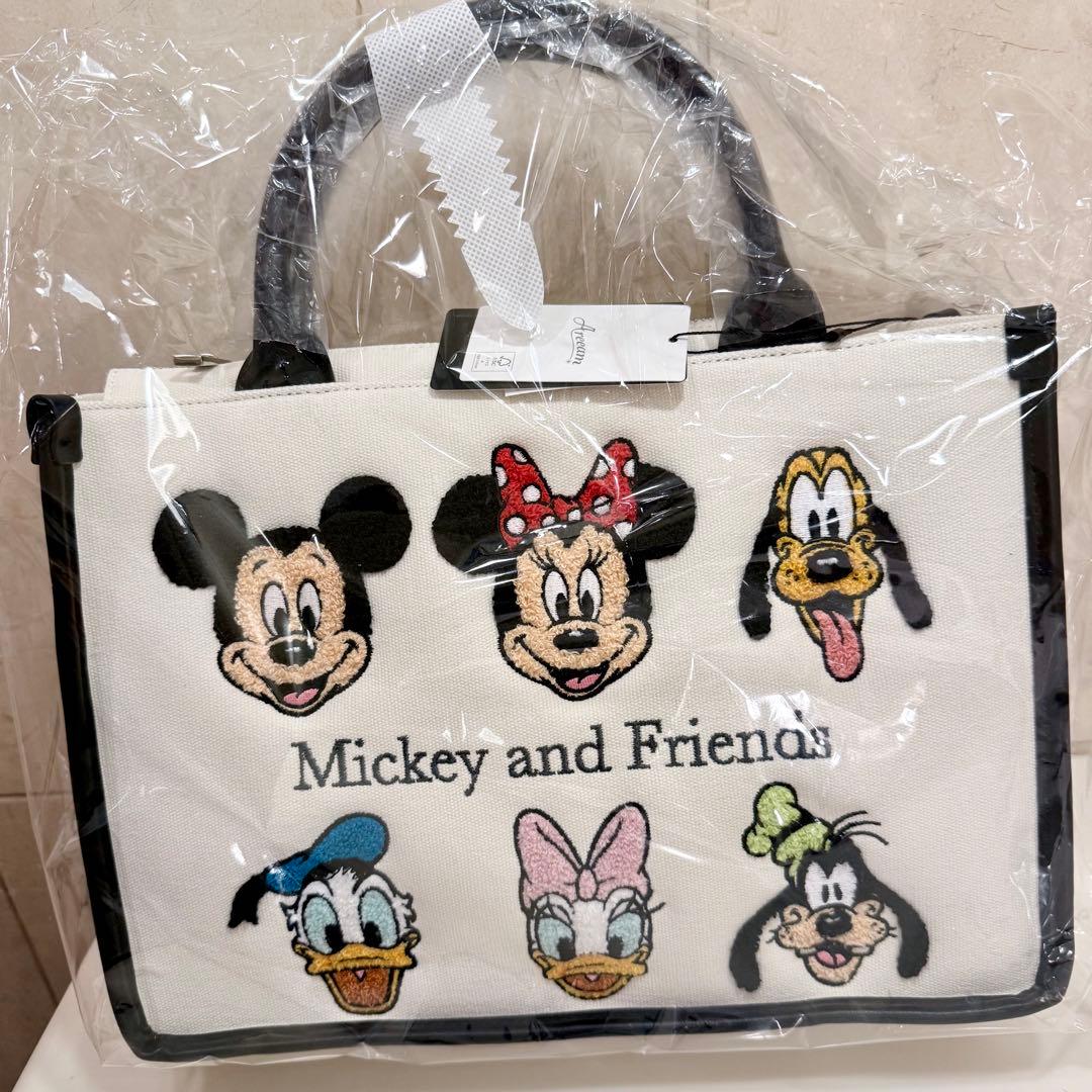 Areeamアリーム　ミッキー&フレンズ　トート　さがら刺繍バッグ　シニエール織
