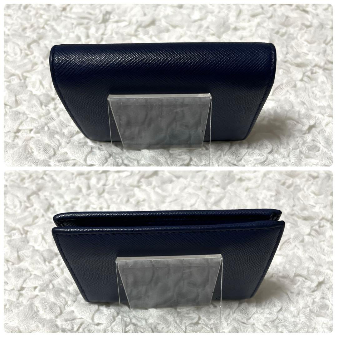 未使用級✨PRADA ネイビー 二つ折り財布　サフィアーノレザー　コンパクト