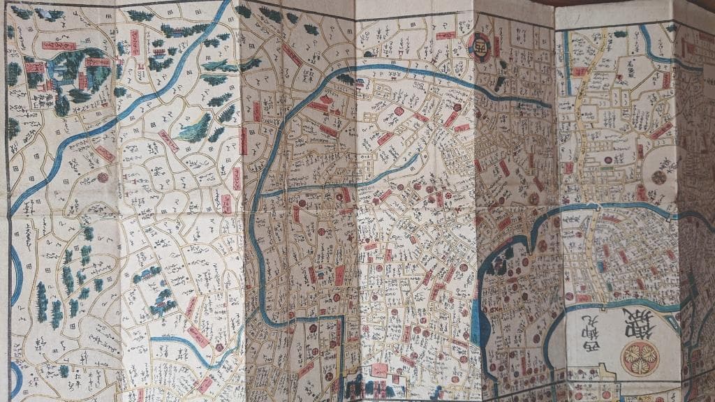 16　天保改正御江戸大絵図　弘化2年改正　高井蘭山　岡田屋嘉七　木版色摺