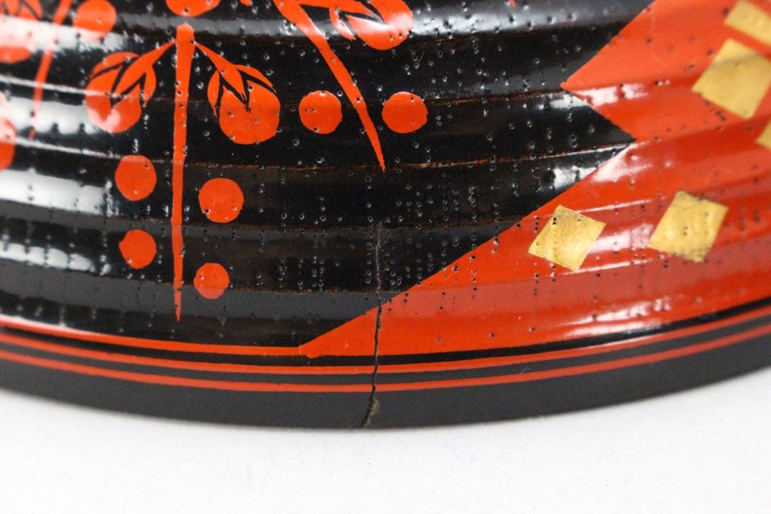 No4797秀衡塗　梅樹文蓋付椀　9客 木箱付　漆器　岩手　伝統工芸　送料無料