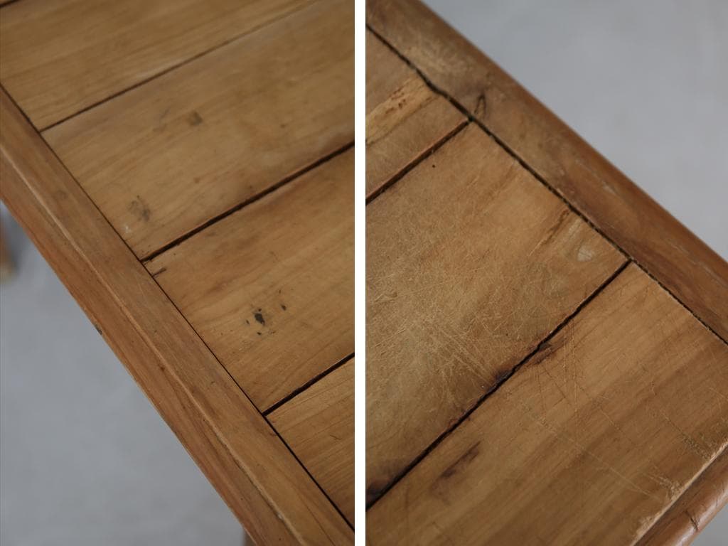 フランスアンティーク木製ダイニングテーブル/机/作業台デスク/飾り棚(88-80