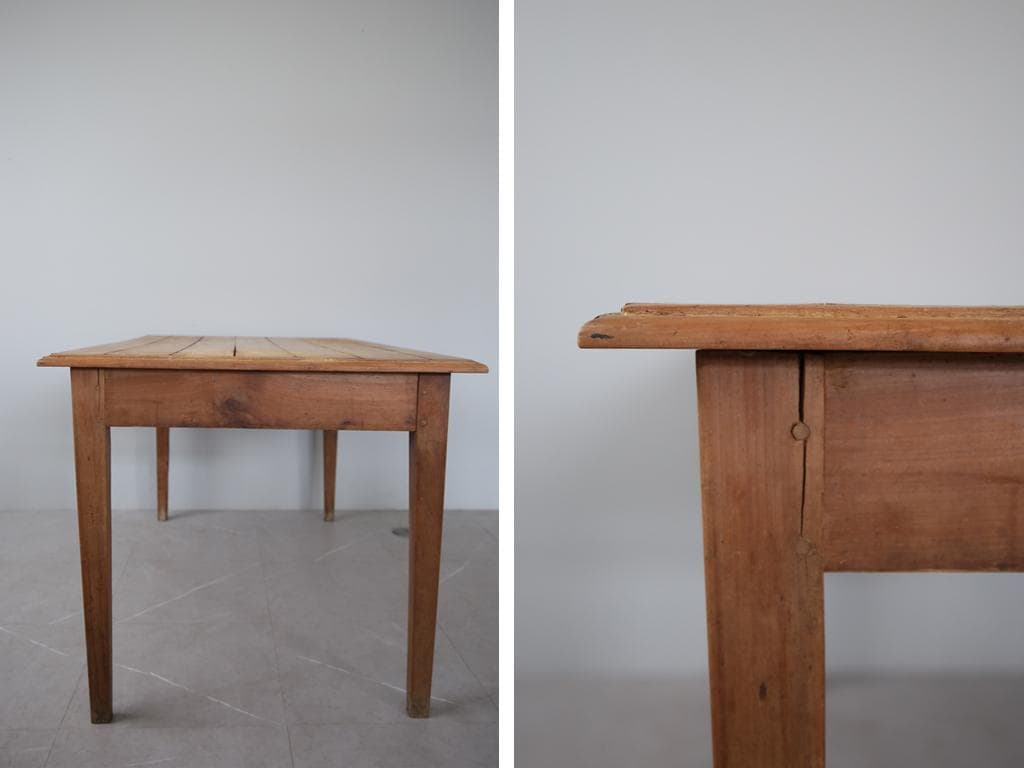 フランスアンティーク木製ダイニングテーブル/机/作業台デスク/飾り棚(88-80