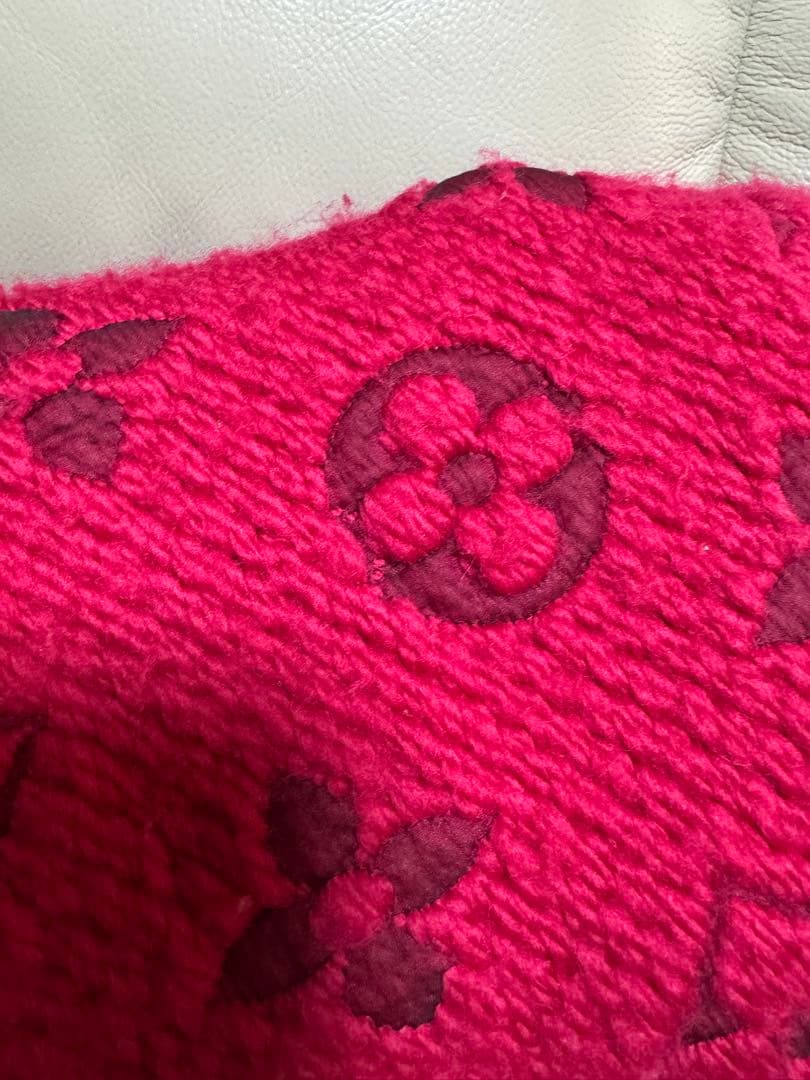 LOUIS VUITTON 赤 マフラー ウール シルク