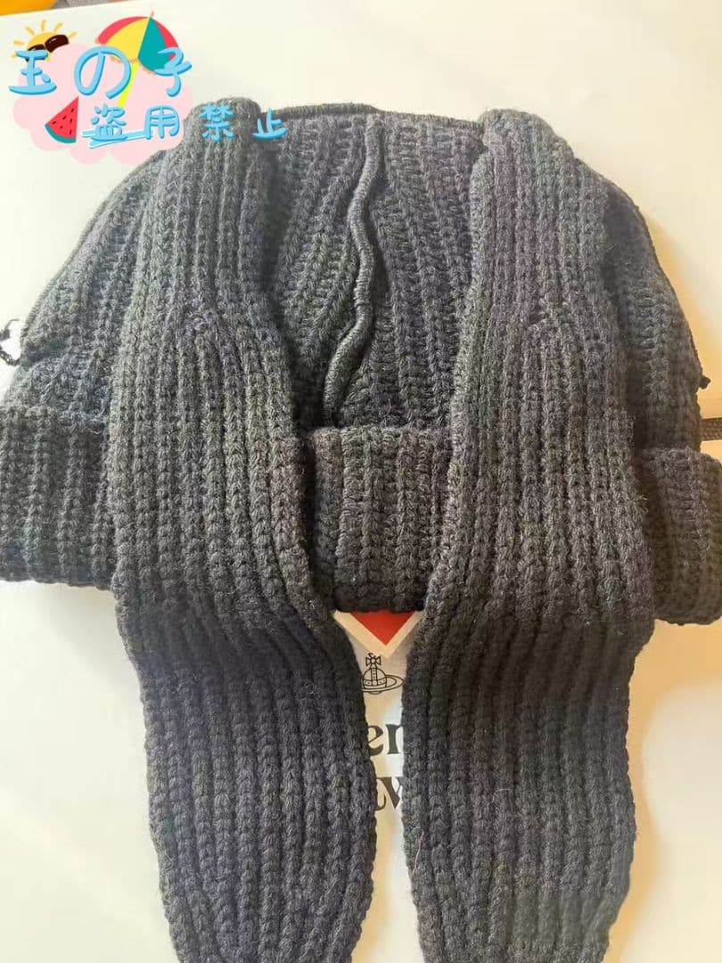 男女兼用LOVERBOY 耳付きニット帽 ブラック