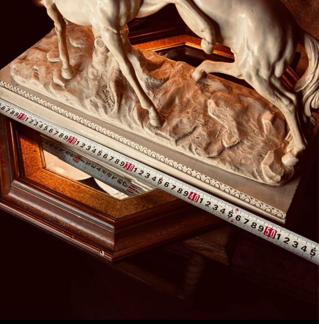 湯布院アンティーク イタリア ビンテージ サンティーニ 2頭馬 大置物 石膏調