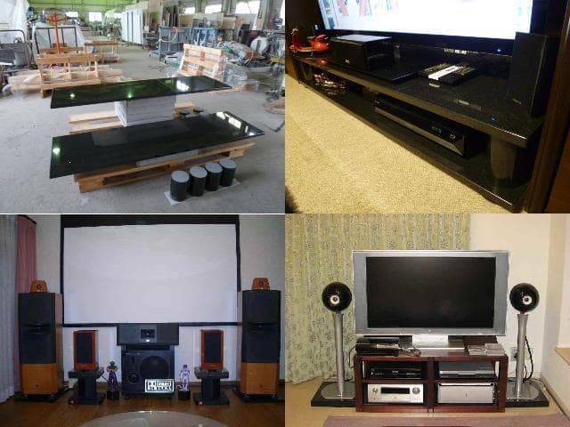 高級 天然黒御影石 特厚オーディオボード●250×250×54●5面磨き●大特価