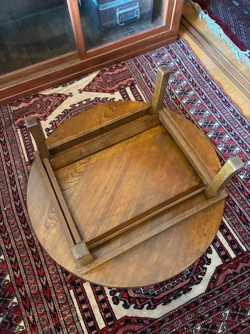 大きめサイズ 丸ちゃぶ台 折り畳み 古道具 古家具 昭和 アンティーク