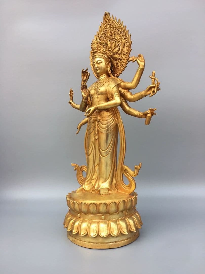 仏教美術 仏像 八臂観音菩薩仏像 家内 仏堂供仏 銅製品 工芸品 置物