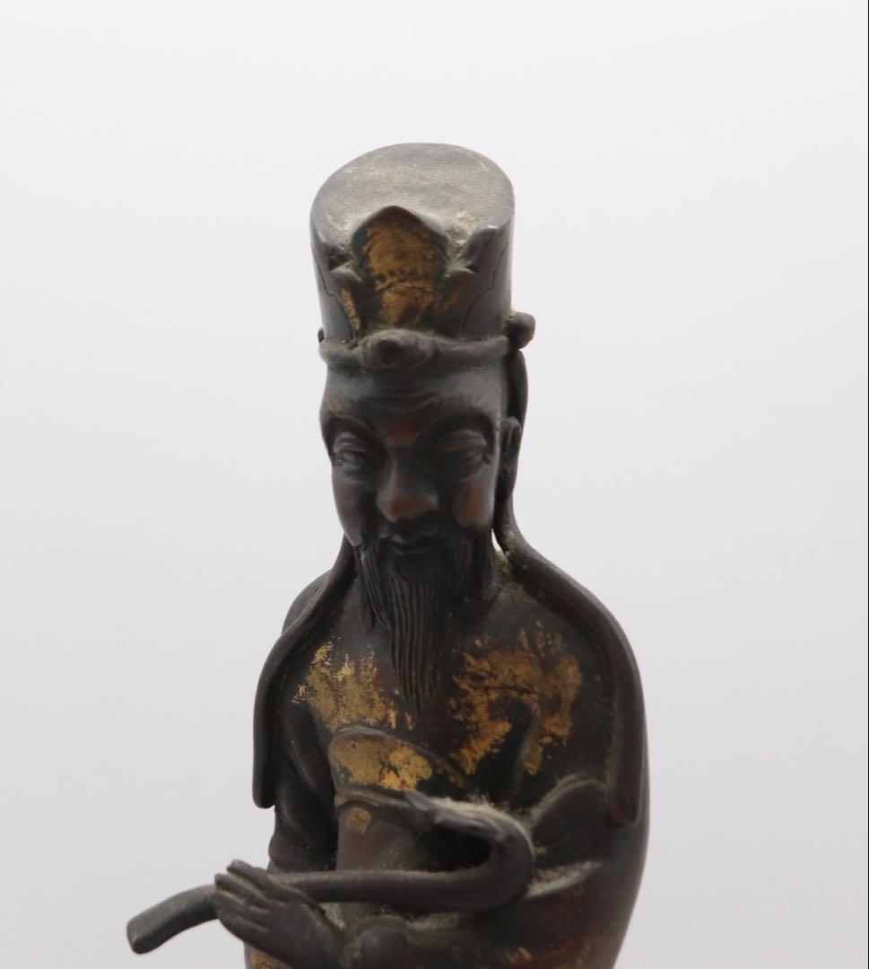 古銅　人物像　溜金　文人像　高さ約30.5cm 送料込み260121