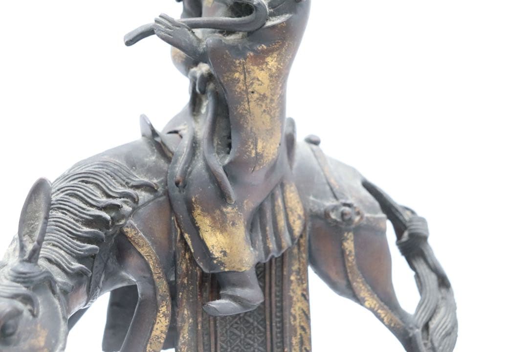 古銅　人物像　溜金　文人像　高さ約30.5cm 送料込み260121