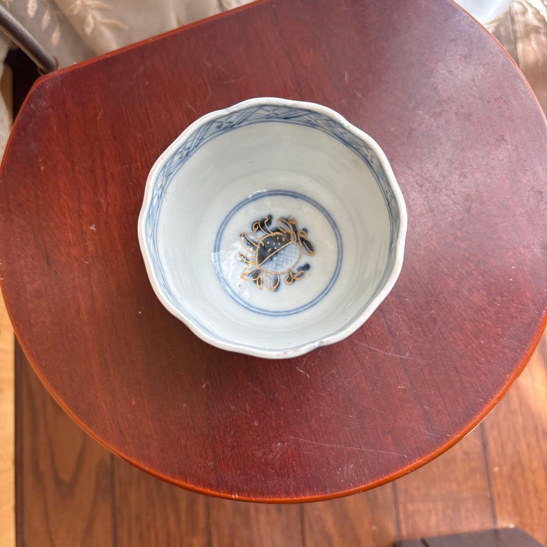 期間限定最終処分特価逸品古伊万里色絵蕎麦猪口　完品五客セット大きめ　素敵な雰囲気