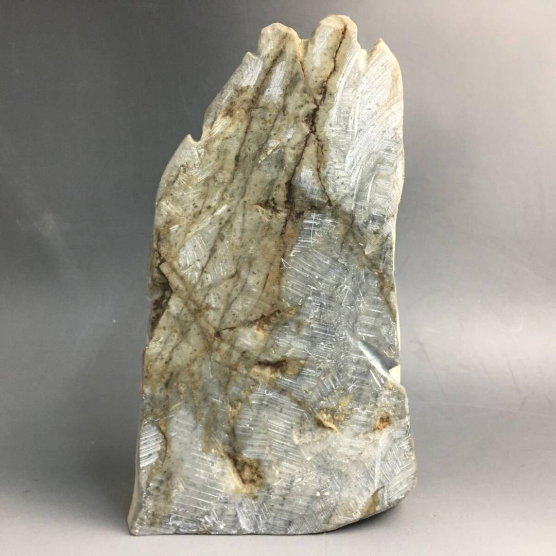 中国美術 唐物 寿山石 観音菩薩立像 童子 鳥 置物 約1.3kg