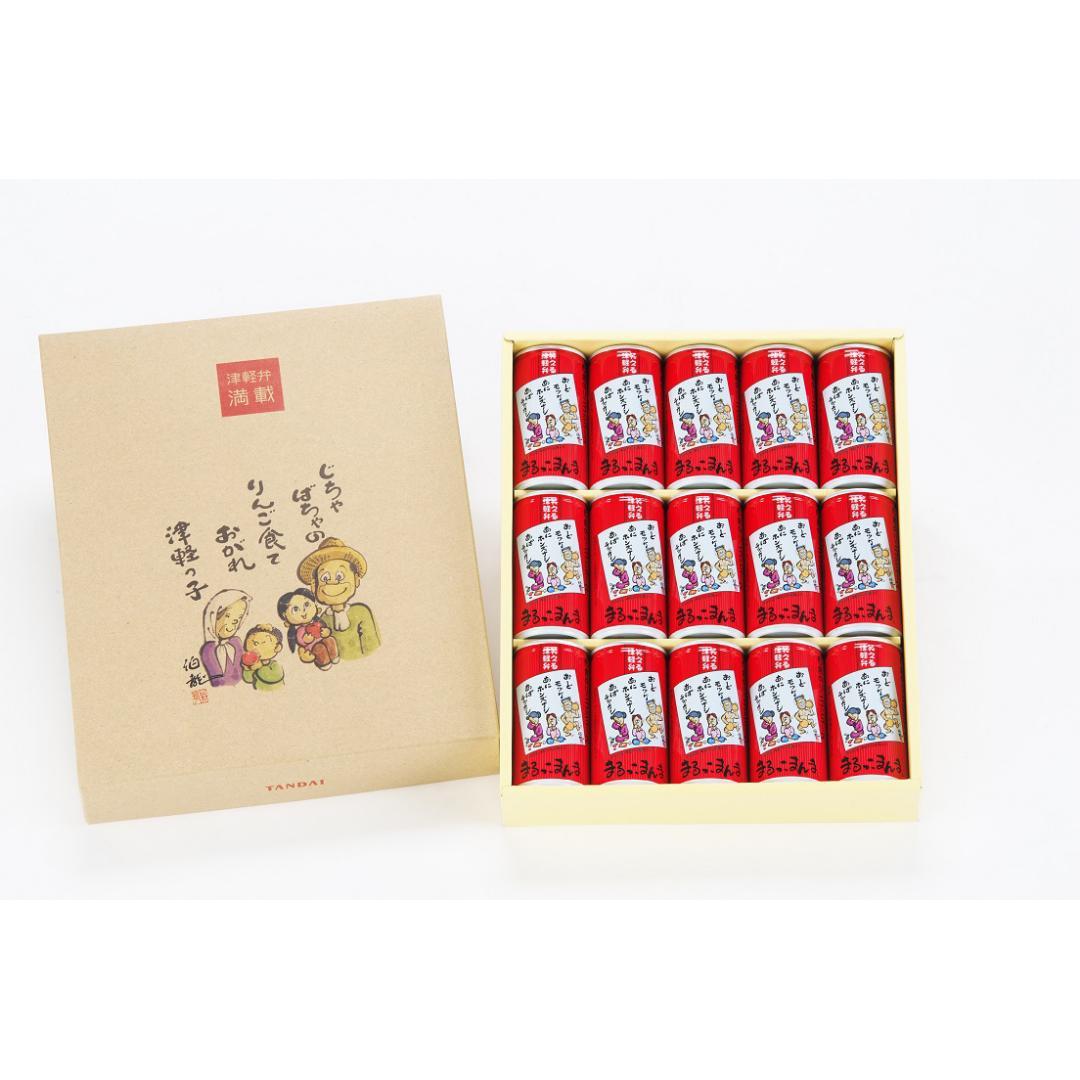 ストレート果汁100%りんごジュース まるっこまんま赤箱 195g缶15本入3箱