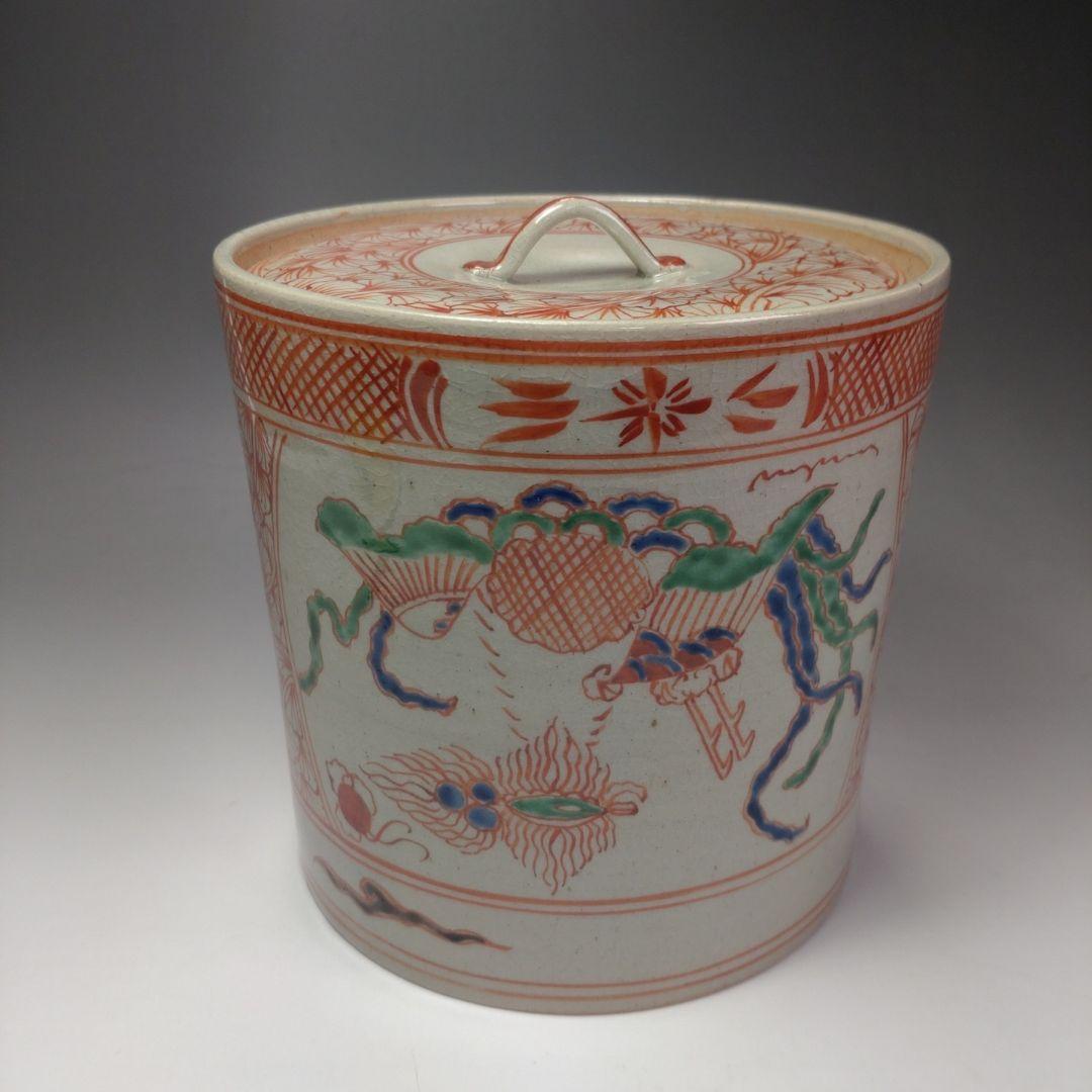 イ35 水指『八幡窯　赤絵水指』『共箱』茶道具