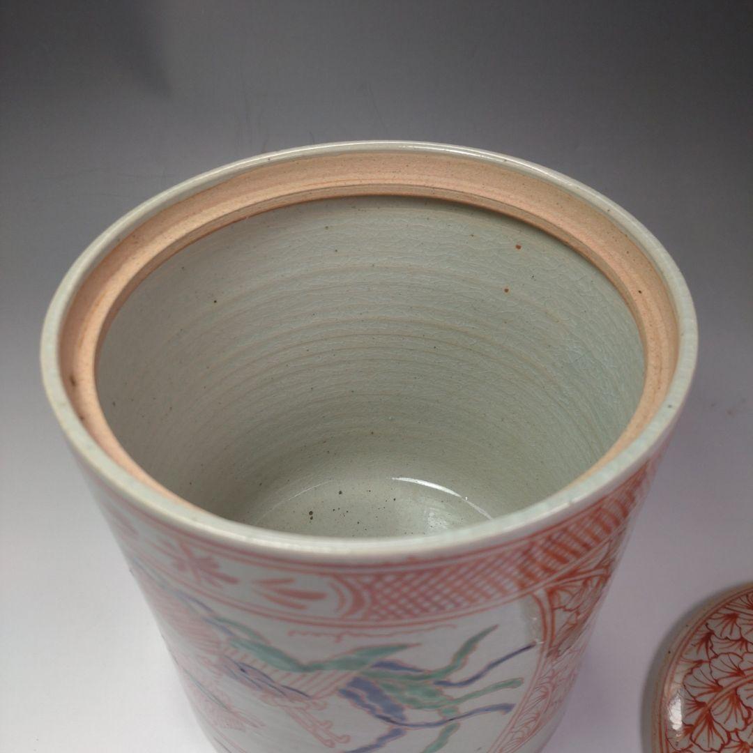 イ35 水指『八幡窯　赤絵水指』『共箱』茶道具