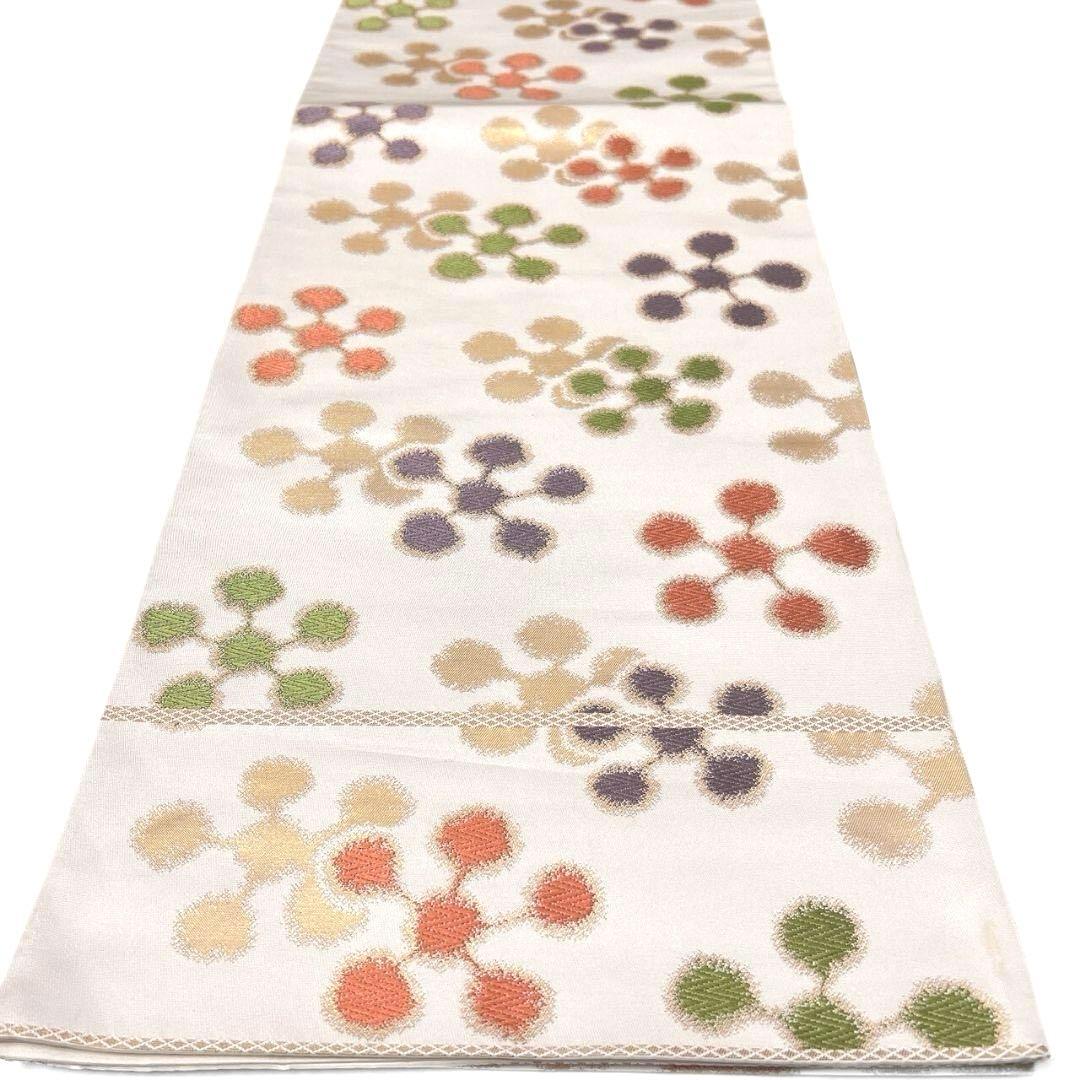 未着用　全通　袋帯　唐織　梅花模様　花模様　着物　093a p