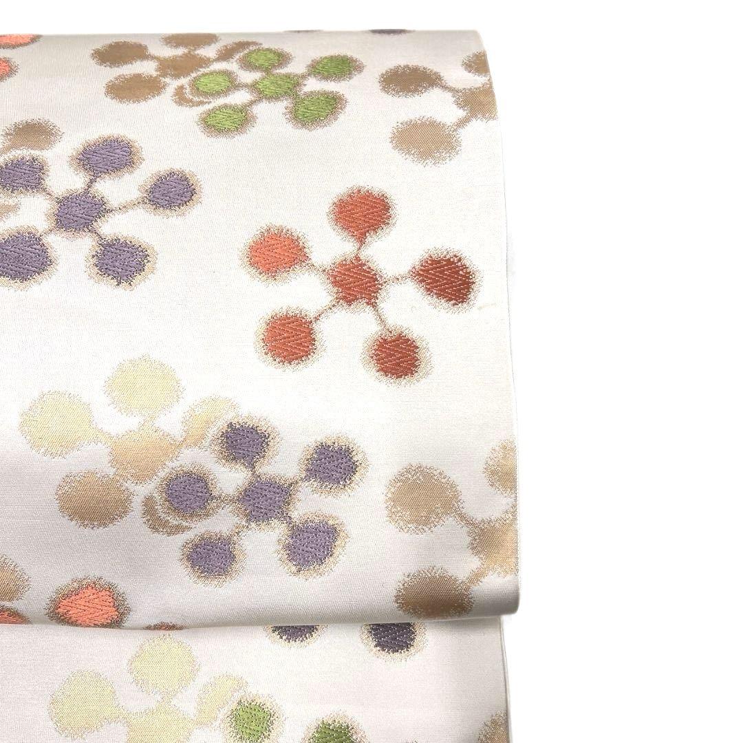 未着用　全通　袋帯　唐織　梅花模様　花模様　着物　093a p