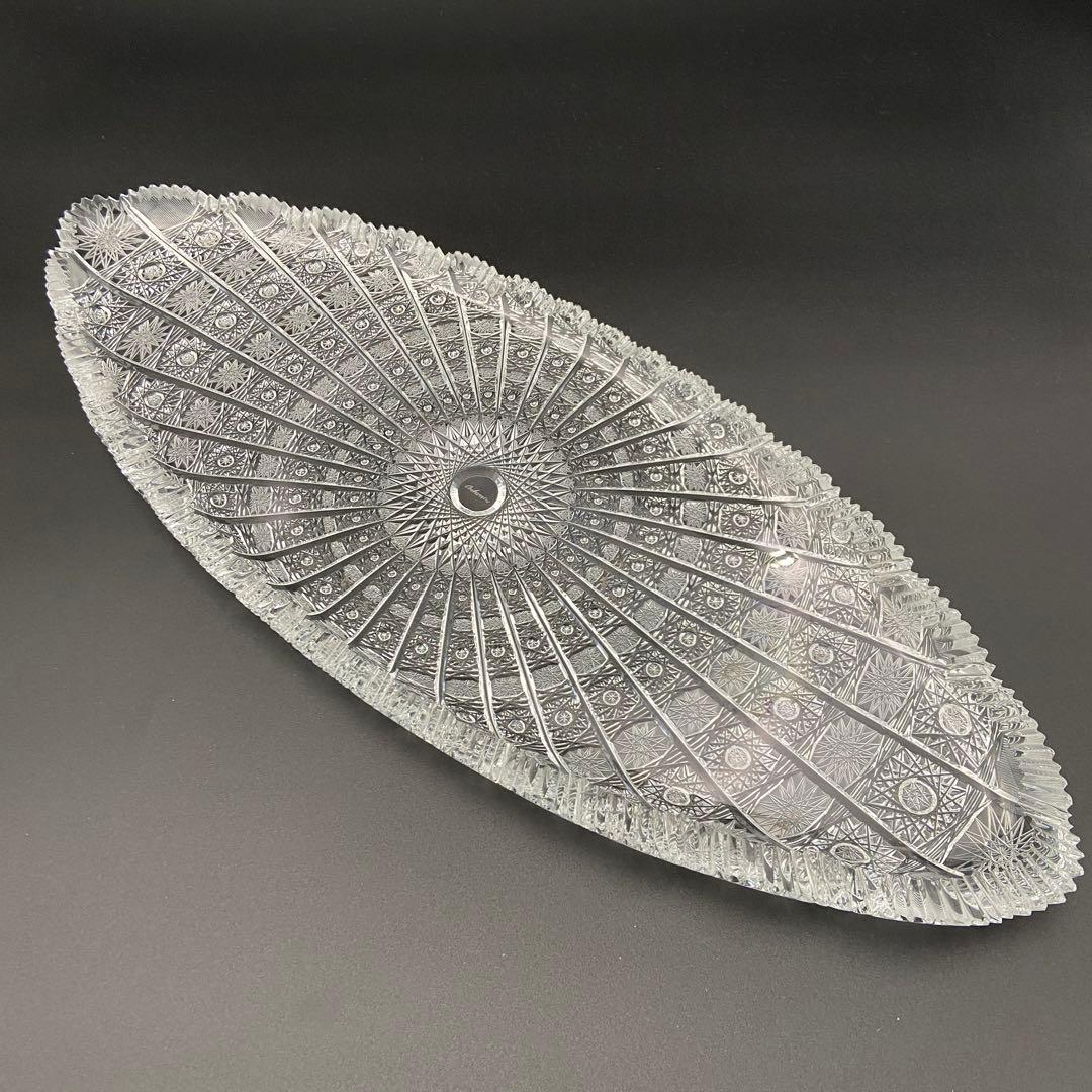 ボヘミアガラス クリスタル ラスカ 楕円 オーバル 大皿 54cm 箱あり