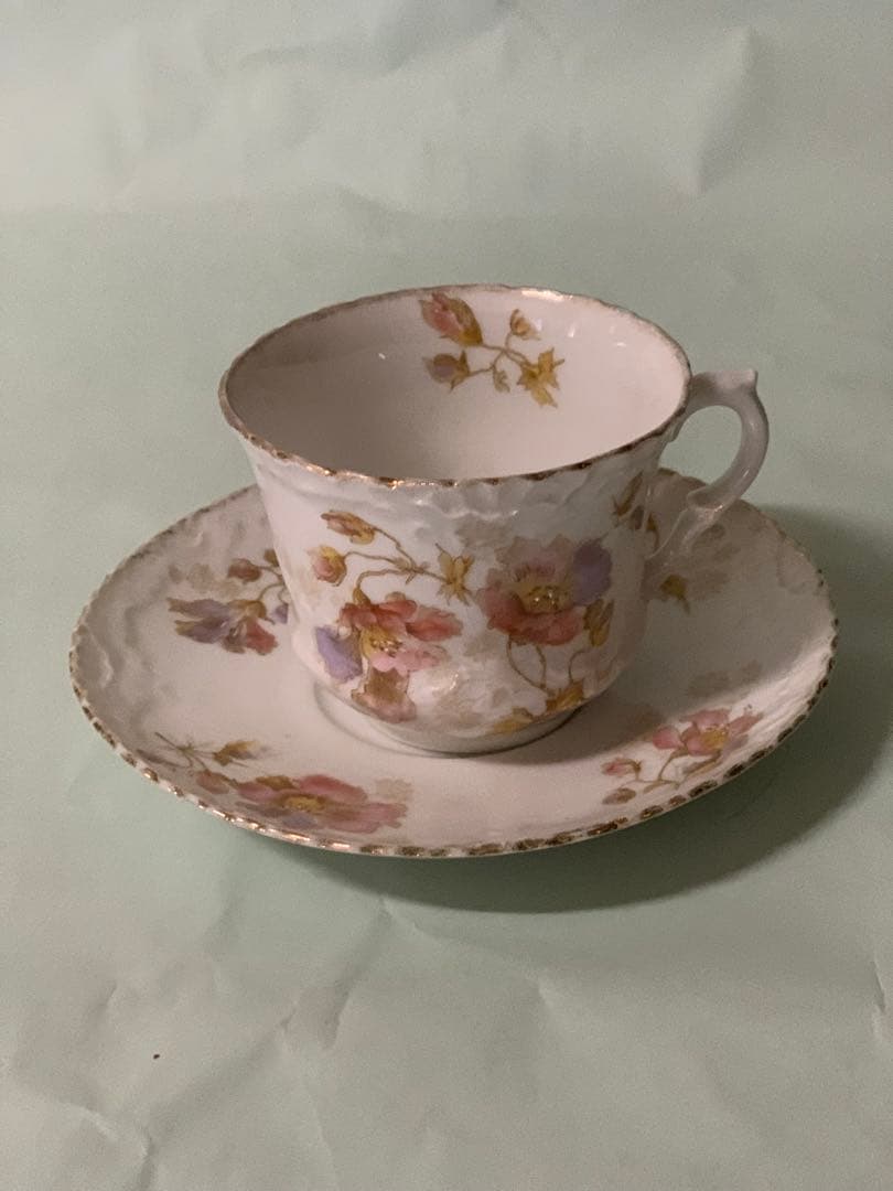 西洋アンティークカップ&ソーサーペア、サイドプレートペア、