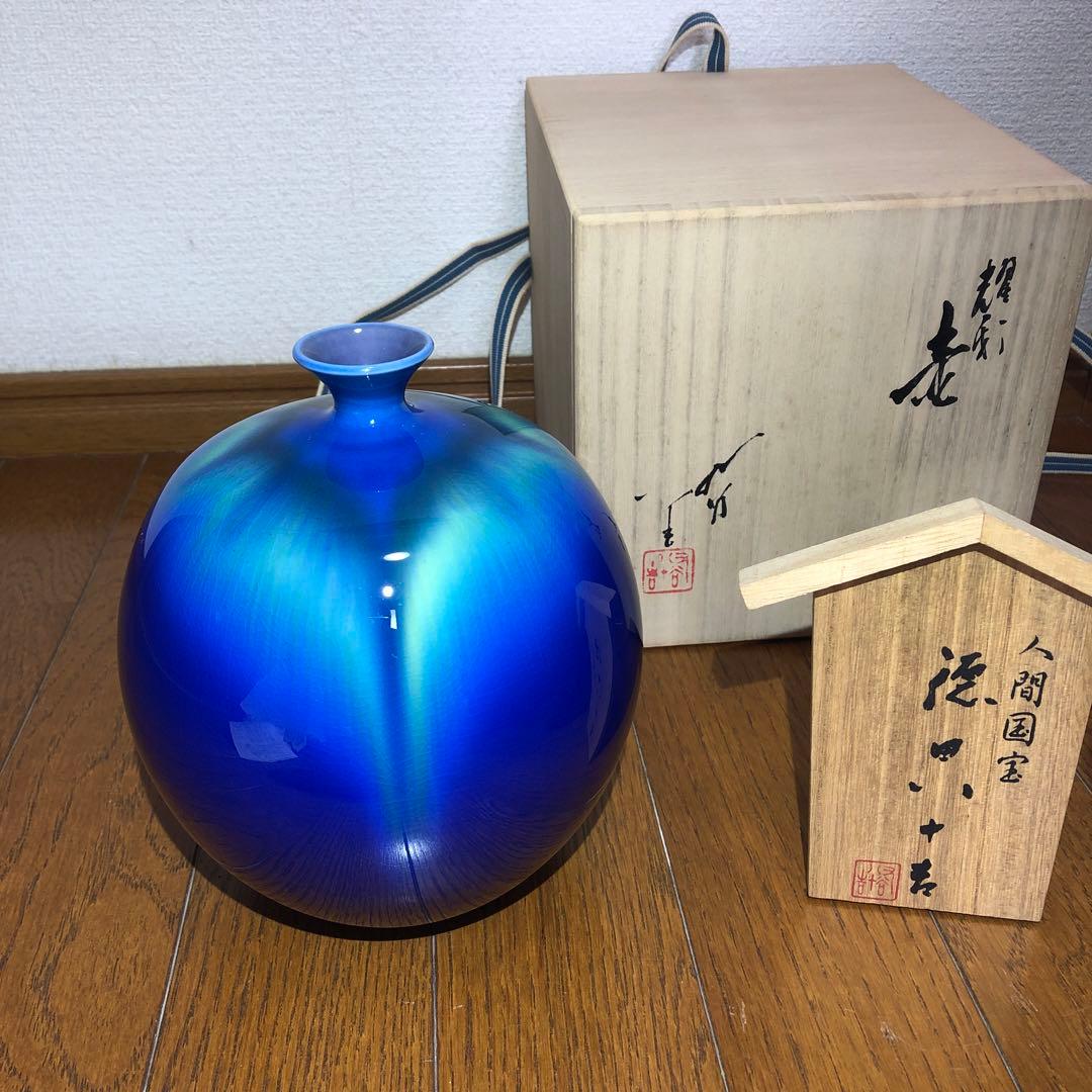 【かいたろう】九谷焼　人間国宝　三代　徳田八十吉　花瓶　壺