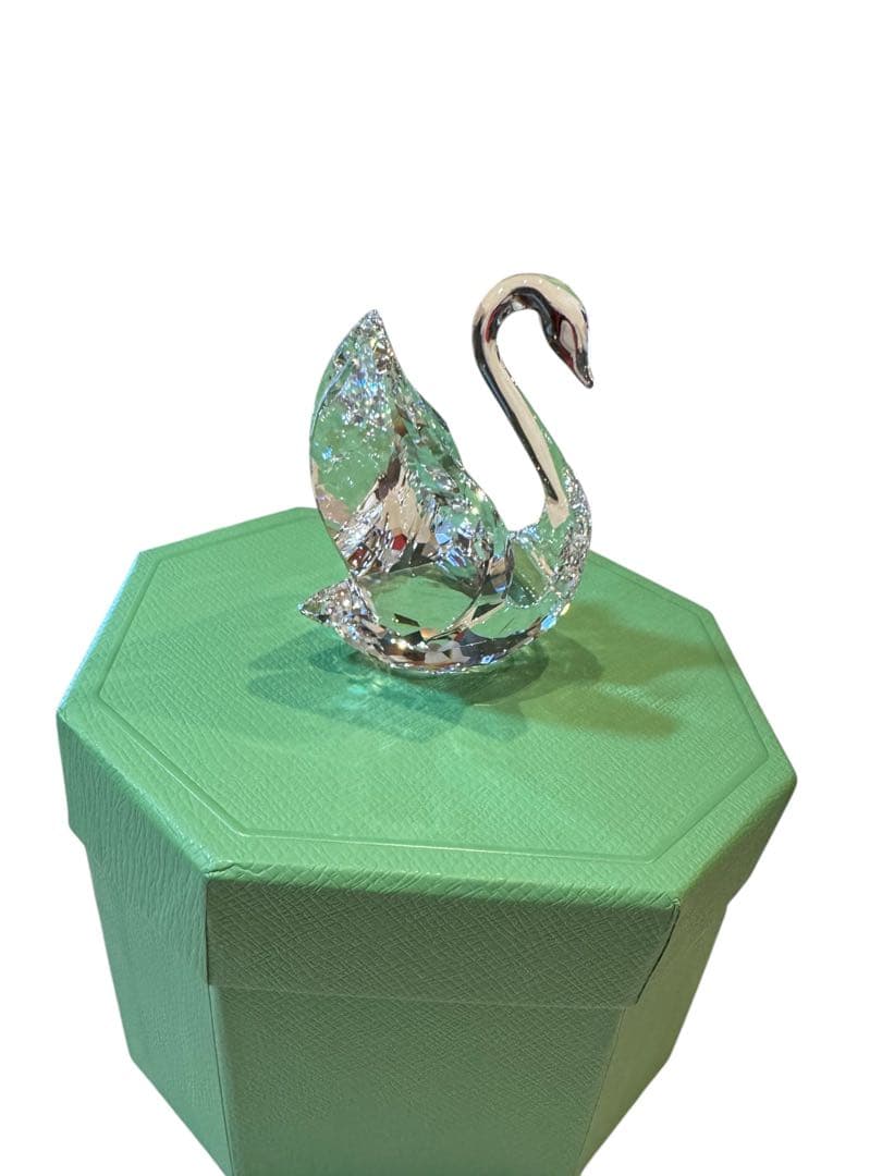 [美品]スワロフスキー SWAROVSKI クリスタル 白鳥 八角形ボックス付き