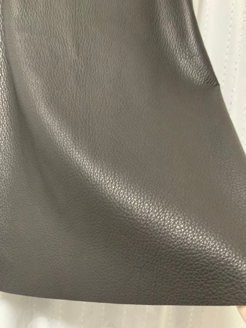 エルメス HERMES ダークブラウン ディアスキンレザー フレアスカート