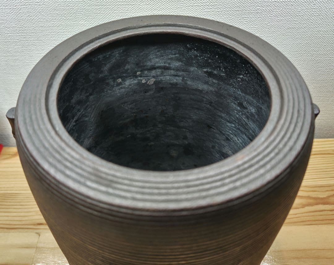 送料込【逢絢亭】茶道具 釜 風炉釜 筒釜 姥口釜 糸目模様 横倉嘉山 共箱入り