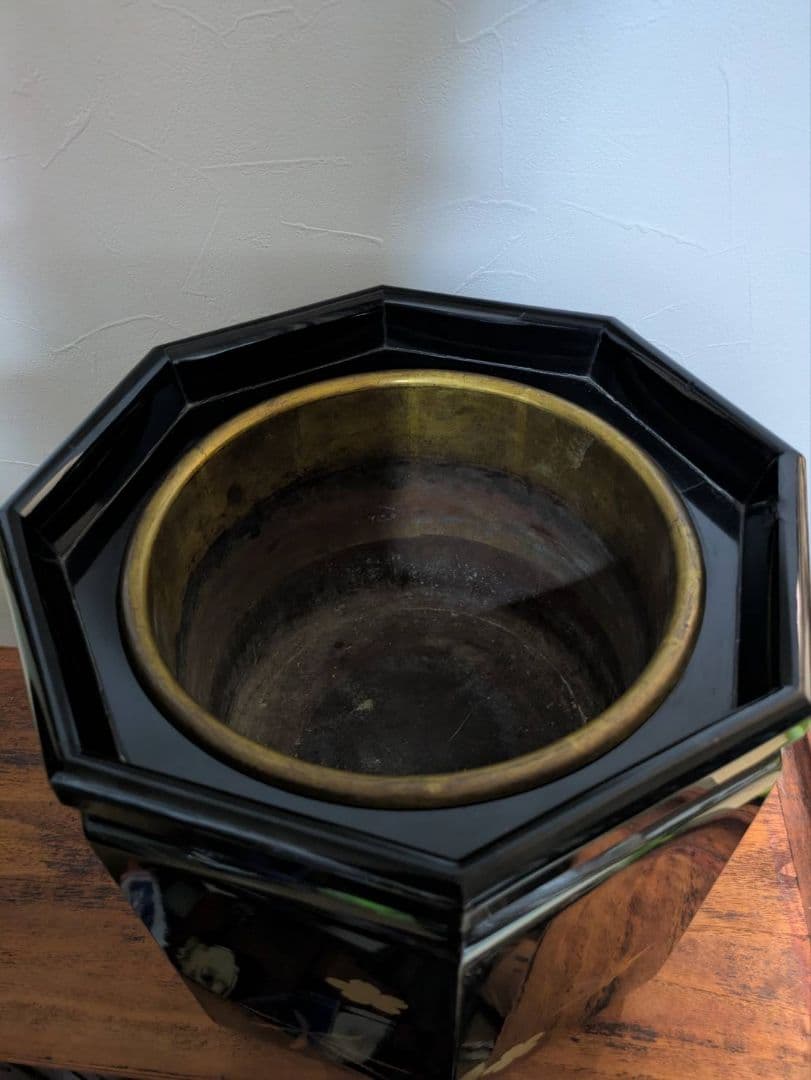 骨董品 明治〜大正 昭和初期 輪島塗り 輪島 蒔絵 八角 手炙り 角火鉢 火鉢