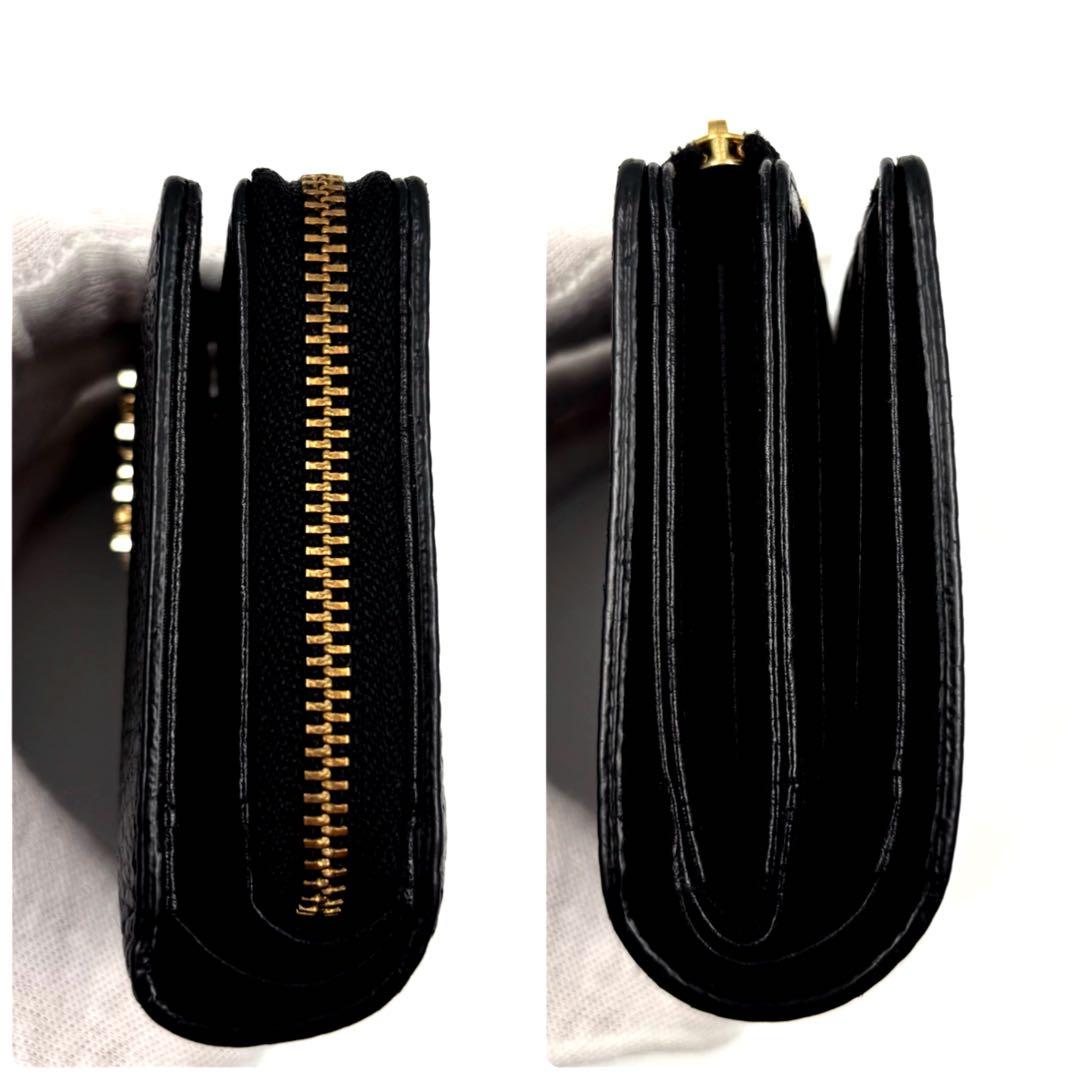 ✨未使用品✨　russet モノグラムプレート L字ファスナー　折り財布　シボ革