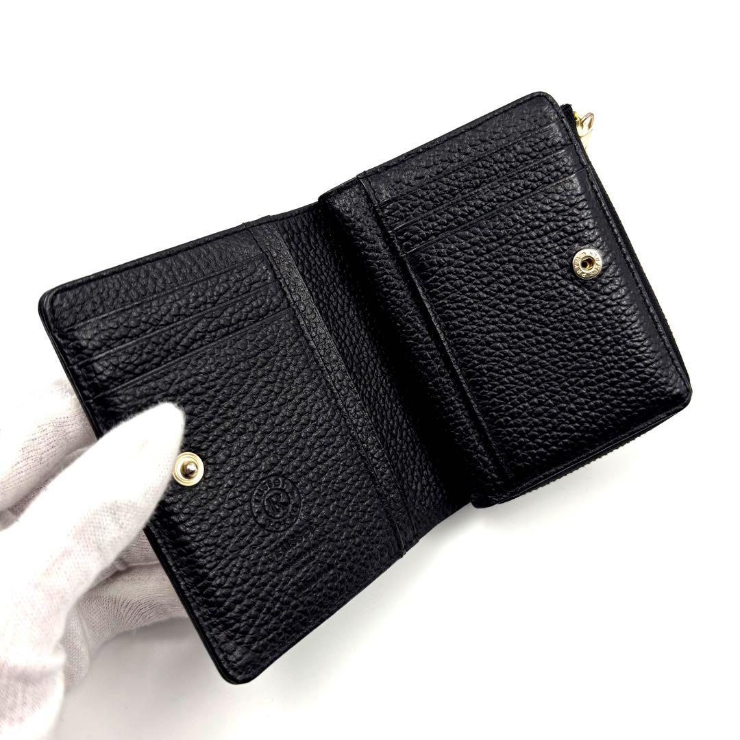 ✨未使用品✨　russet モノグラムプレート L字ファスナー　折り財布　シボ革