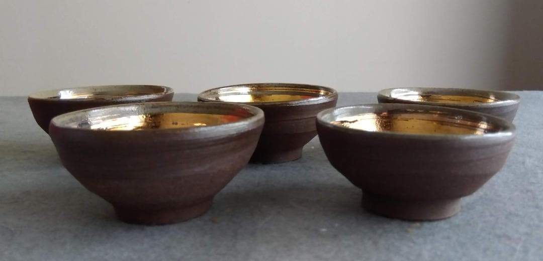 越前焼名工　桝田屋光生　ぐい飲み金盃五客セット