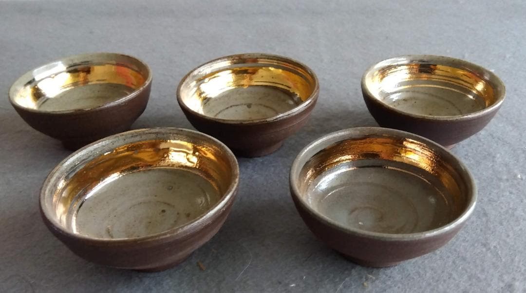 越前焼名工　桝田屋光生　ぐい飲み金盃五客セット