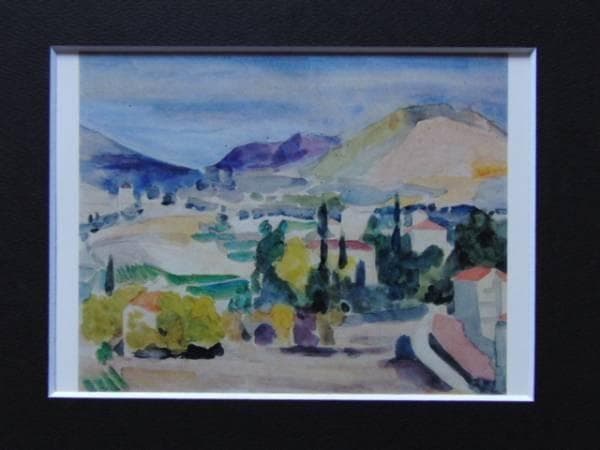 硲伊之助、コルシカ島にて、希少画集画、新品高級額、額装付、状態良好