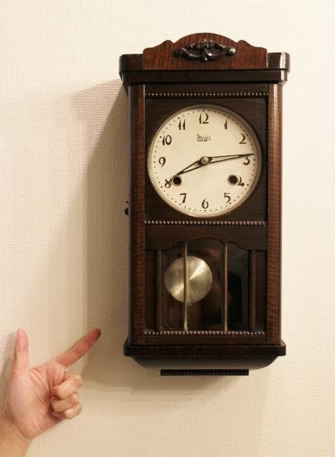 名古屋 meiji アンティーク 小ぶり ミニ 掛時計 柱時計 振り子 動作品
