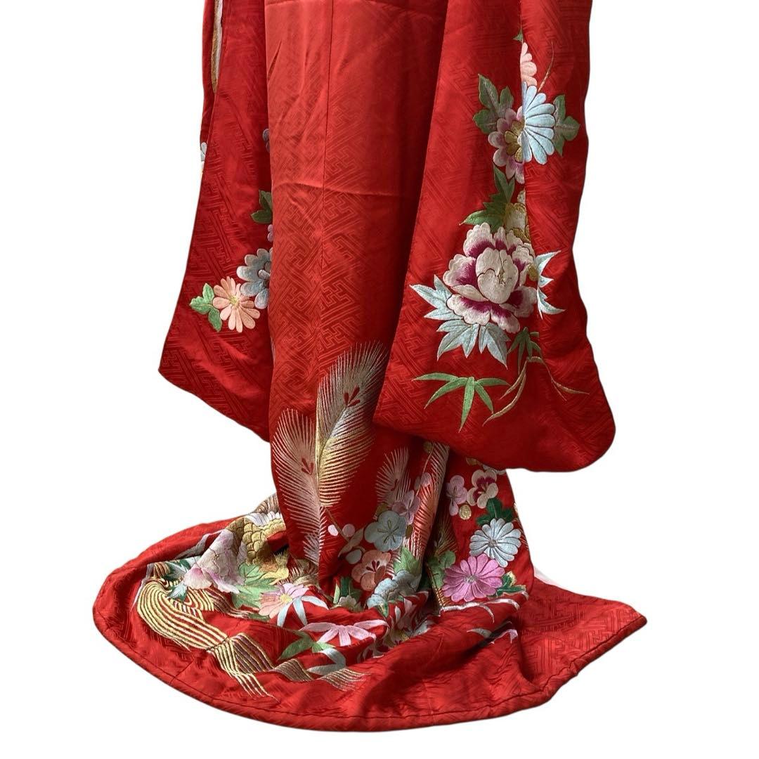 ◎mk-1448　引き振袖　お引きずり　婚礼衣装　金糸　銀糸　8-6