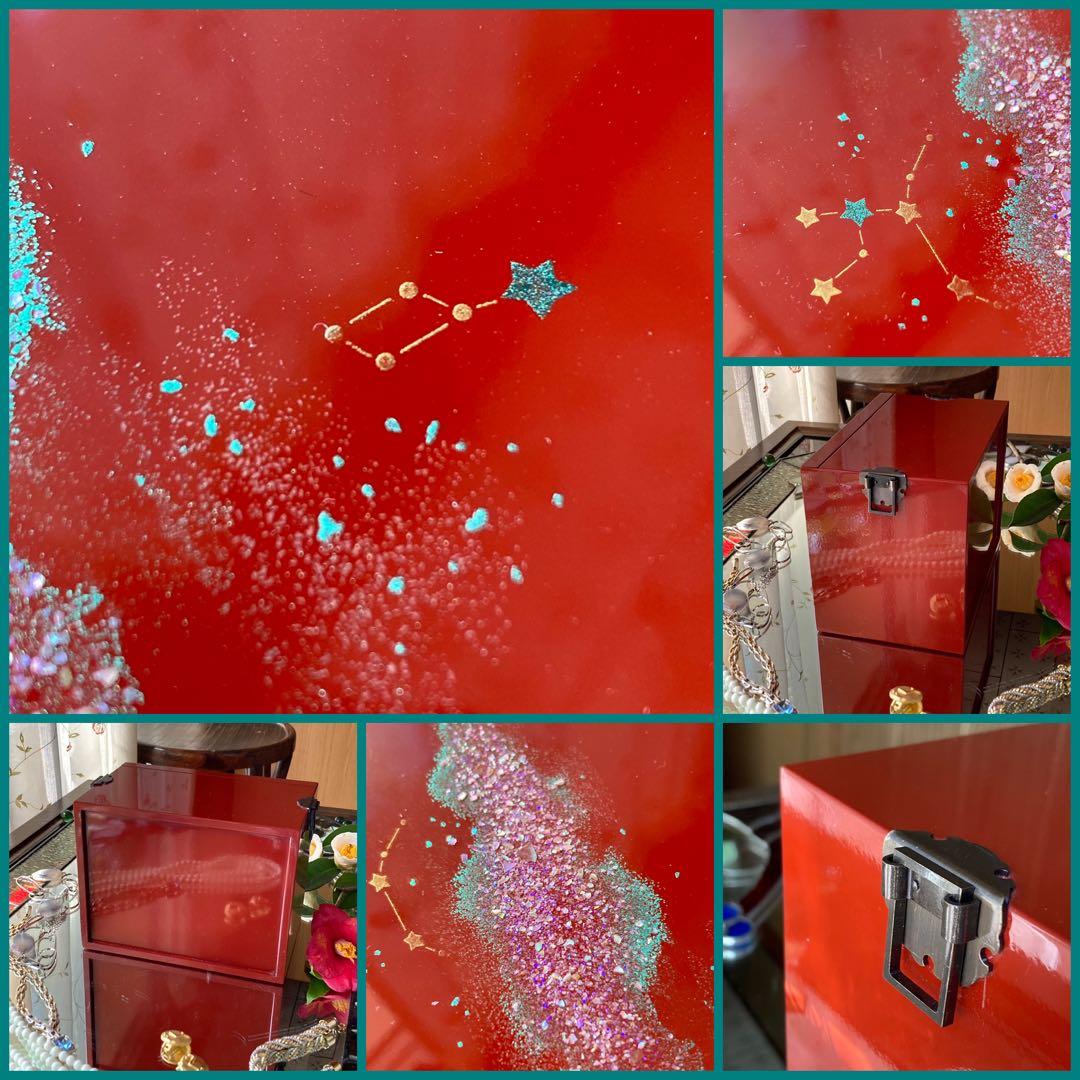 2192様感謝‼️JAPAN輪島塗愛蔵品螺鈿蒔絵「銀河-紅」宝石箱