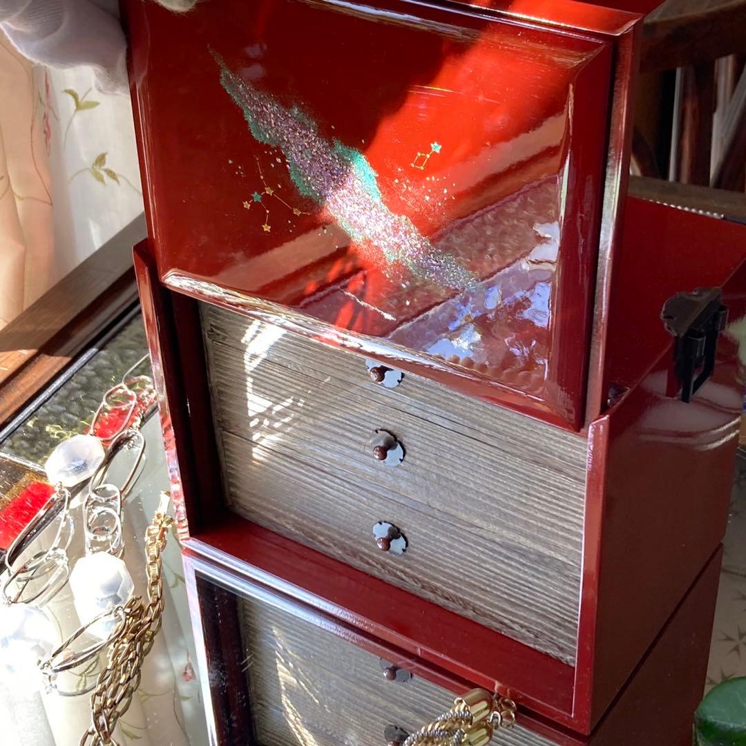 2192様感謝‼️JAPAN輪島塗愛蔵品螺鈿蒔絵「銀河-紅」宝石箱