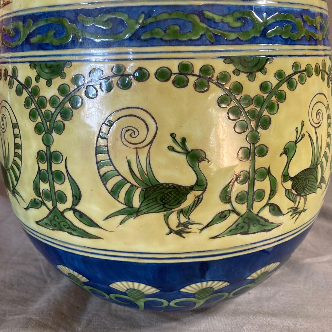 【源右衛門】古伊万里の伝統　日本の名窯　舘林源右衛門作　染錦黄彩ミナイ手　大花瓶