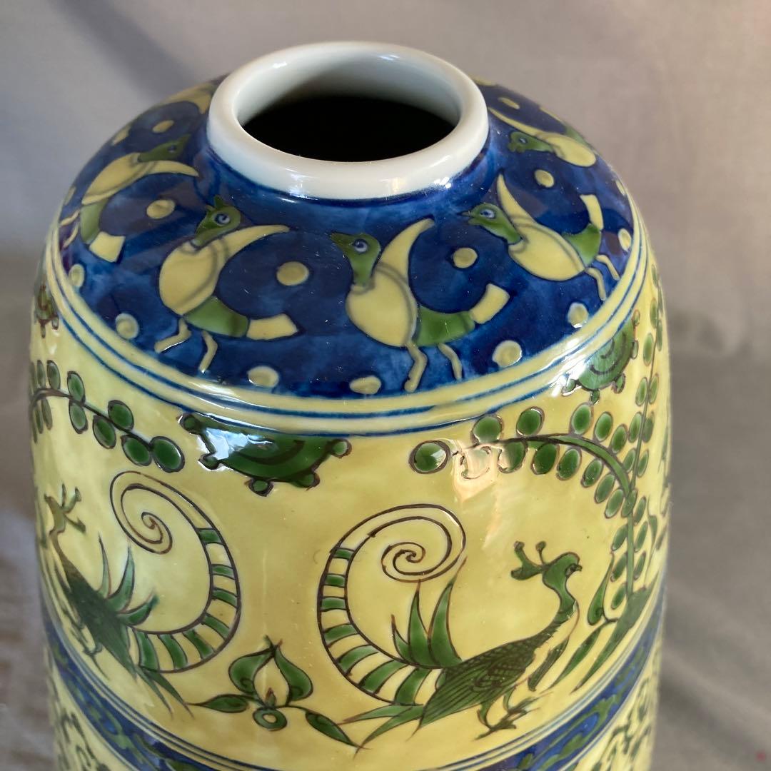 【源右衛門】古伊万里の伝統　日本の名窯　舘林源右衛門作　染錦黄彩ミナイ手　大花瓶