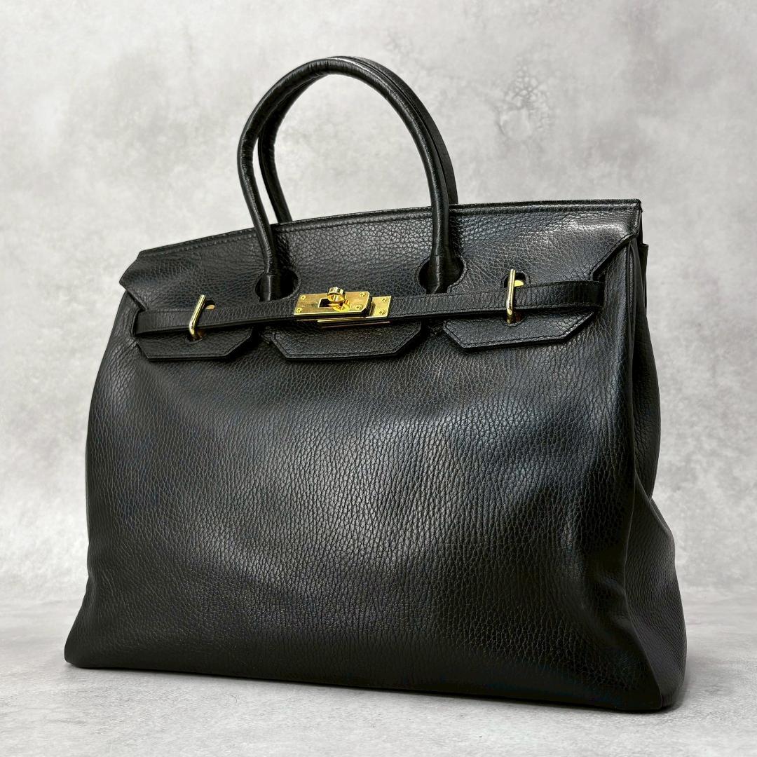 【美品】傳濱野 ハンドバッグ レザー ゴールド金具 黒