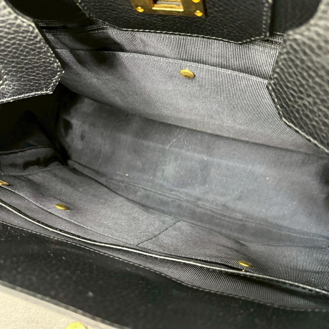 【美品】傳濱野 ハンドバッグ レザー ゴールド金具 黒