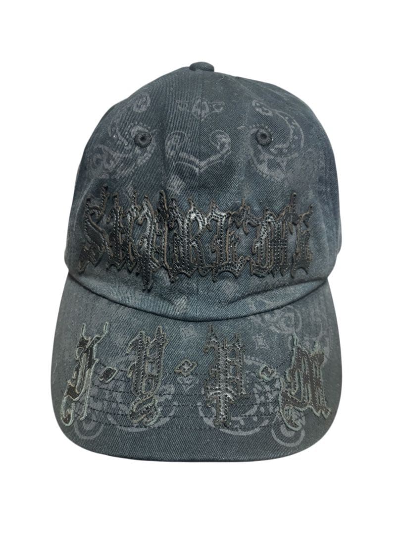 【正規品】Supreme 刺繍キャップ　ブラック グランジ　 Y2K