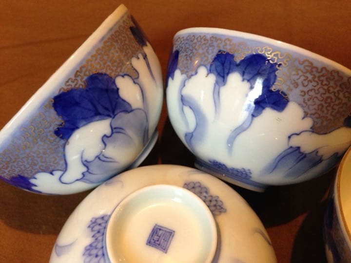 希少年代物 レトロ 昭和初期 オールド深川製磁？有田焼 牡丹 金彩 茶器 煎茶揃