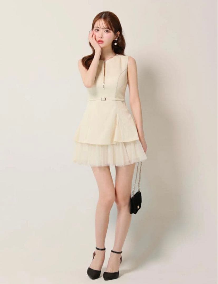 Sアイボリー ローブドフルール キャバドレス