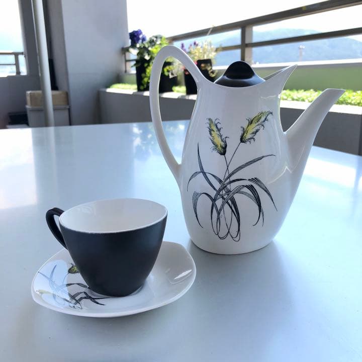 ヴィンテージ 英国 ミッドウィンター カップ&ソーサー6客+コーヒーポットセット