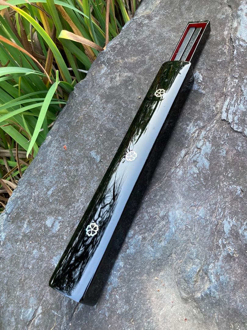 明月 漆塗り 花模様 箸セット